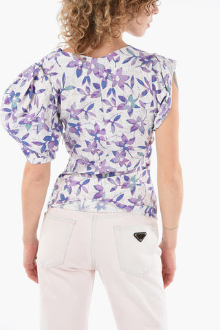 Crepe-Silk-blend MADINEA Asymmetric Top in Floral Print