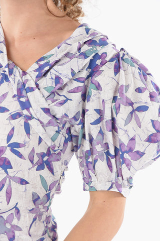 Crepe-Silk-blend MADINEA Asymmetric Top in Floral Print