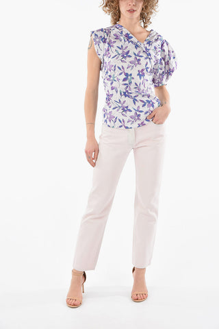 Crepe-Silk-blend MADINEA Asymmetric Top in Floral Print