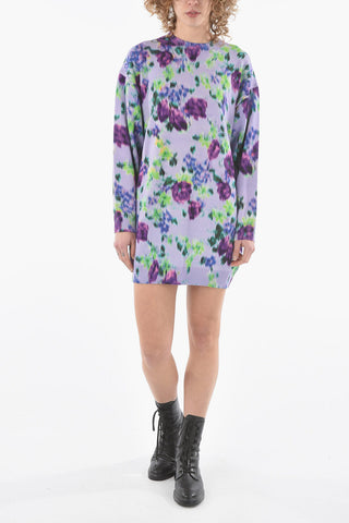 Floral-printed Knit-Dress with Long Sleeves