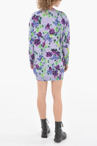 Floral-printed Knit-Dress with Long Sleeves