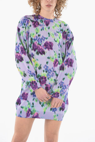 Floral-printed Knit-Dress with Long Sleeves