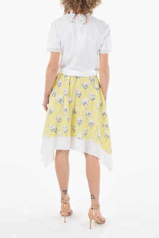 Vestito T-shirt Flare in Stampa Tulipani con Cintura