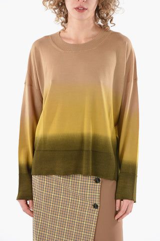 Shaded Effect Hem Crew-Neck Sweater