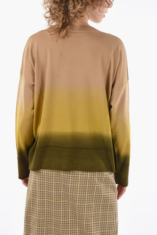 Shaded Effect Hem Crew-Neck Sweater