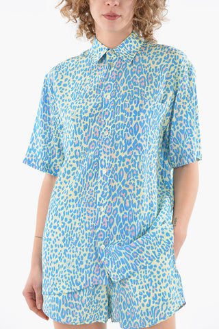 Camicia in Seta con Motivo Animalier e Taschino