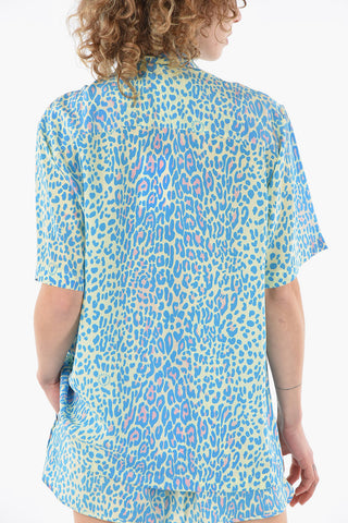 Camicia in Seta con Motivo Animalier e Taschino