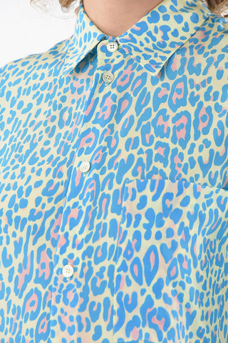 Camicia in Seta con Motivo Animalier e Taschino