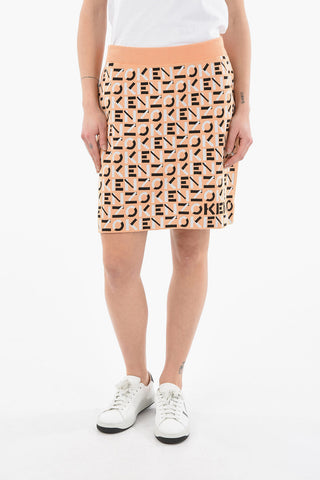 Monogram-knitted Miniskirt with Elasticated Waist Band