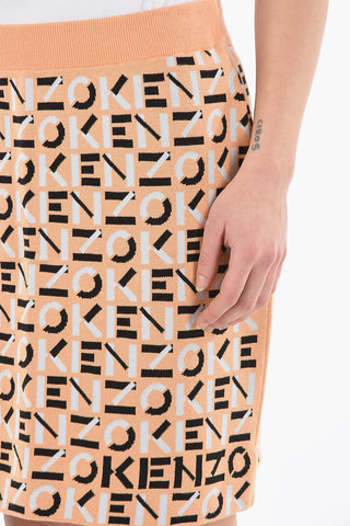 Monogram-knitted Miniskirt with Elasticated Waist Band