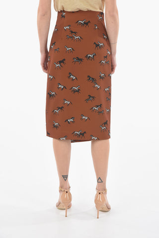 All-Over Printed Wrap Skirt with Asymmetrical Closure