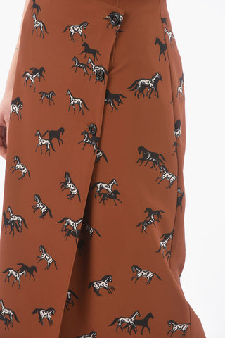 All-Over Printed Wrap Skirt with Asymmetrical Closure