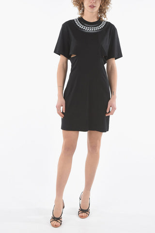 Debossed-chain T-shirt-Dress with Side Cut-outs