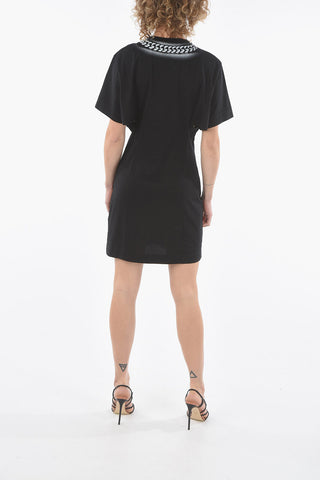 Debossed-chain T-shirt-Dress with Side Cut-outs
