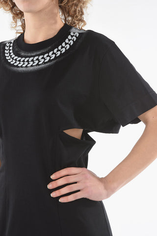 Debossed-chain T-shirt-Dress with Side Cut-outs