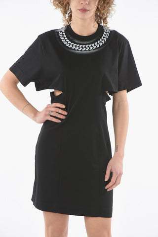 Debossed-chain T-shirt-Dress with Side Cut-outs