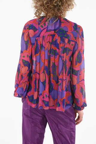 Silk-chiffon AMETISSA Blouse with Keyhole Neckline