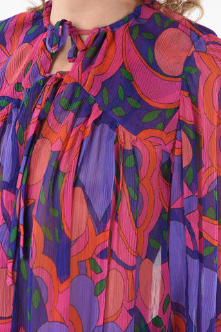 Silk-chiffon AMETISSA Blouse with Keyhole Neckline