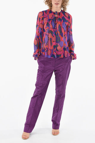 Silk-chiffon AMETISSA Blouse with Keyhole Neckline
