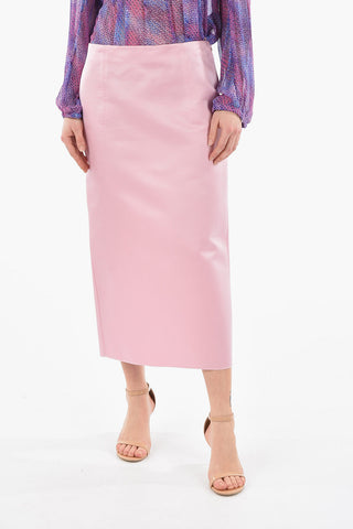Front Slit Silk Pencil Skirt