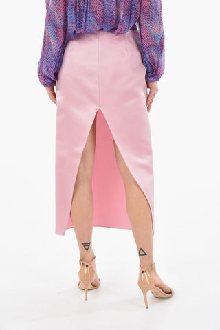 Front Slit Silk Pencil Skirt