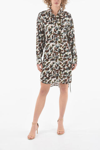 Viscose Shirt Dress with Mandarin Collar