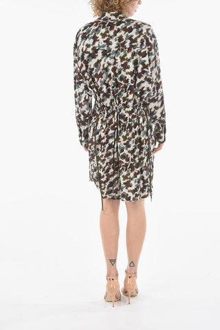 Viscose Shirt Dress with Mandarin Collar
