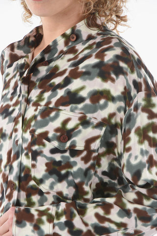 Viscose Shirt Dress with Mandarin Collar