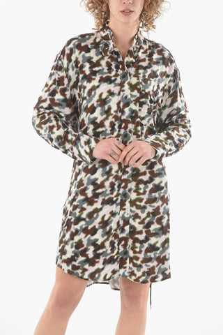 Viscose Shirt Dress with Mandarin Collar