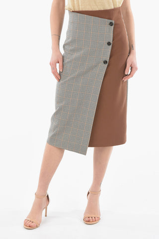 Two Tone Tartan Checked Wrap Gipsy Skirt