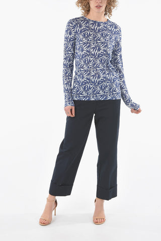Tropical Leaf Printed Long Sleeves T-shirt