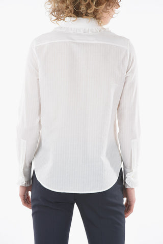 Ruffle Front Cotton and Silk Shirt