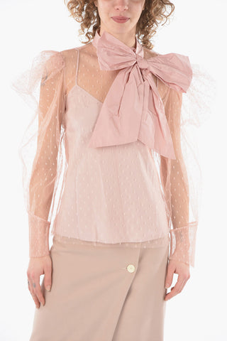 Mesh Blouse Embellished With A Ribbon