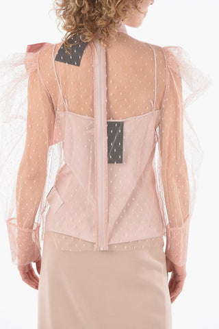 Mesh Blouse Embellished With A Ribbon