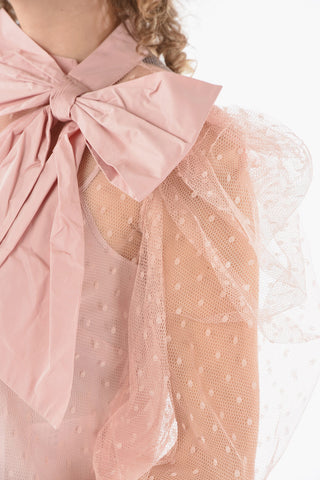 Mesh Blouse Embellished With A Ribbon