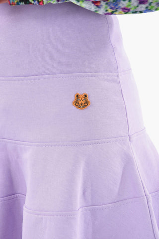 Minigonna Svasata in Jersey Felpato con Toppa Logo TIGER CREST