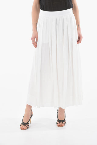 Maxi Gonna Flare in Voile di Lino con Tasche