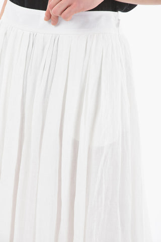 Maxi Gonna Flare in Voile di Lino con Tasche