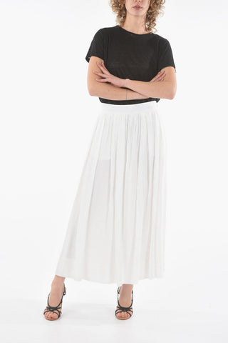Maxi Gonna Flare in Voile di Lino con Tasche