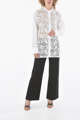 Mandarin Collar Sangallo Front Part Shirt