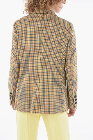 Gun Club Checked Double Breasted Blazer With Flap Pockets