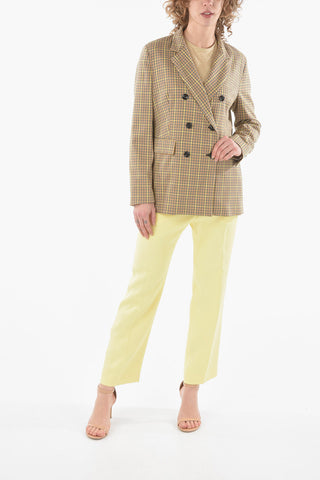 Gun Club Checked Double Breasted Blazer With Flap Pockets