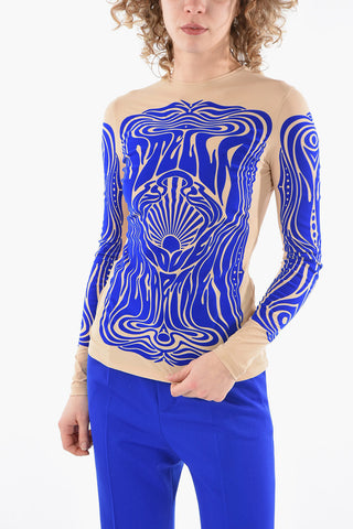 Long-sleeved Velour Printed Top