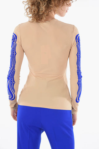 Long-sleeved Velour Printed Top