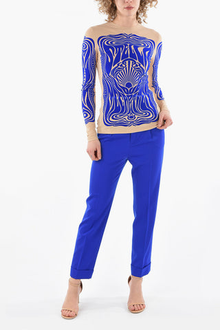 Long-sleeved Velour Printed Top