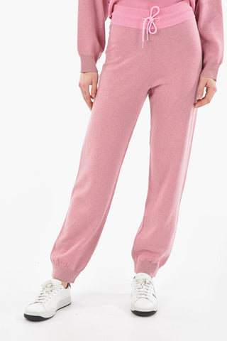 Wool-blend Joggers with Lettering Logo Embroidery