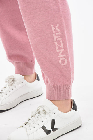 Wool-blend Joggers with Lettering Logo Embroidery