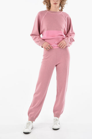 Wool-blend Joggers with Lettering Logo Embroidery