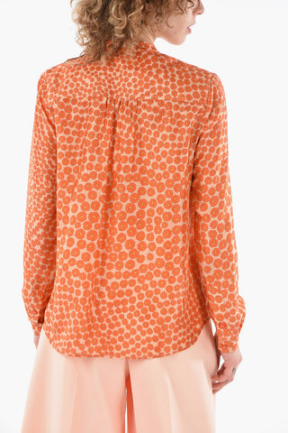 Mandarin Collar Floral Silk Blouse