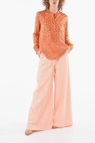 Mandarin Collar Floral Silk Blouse